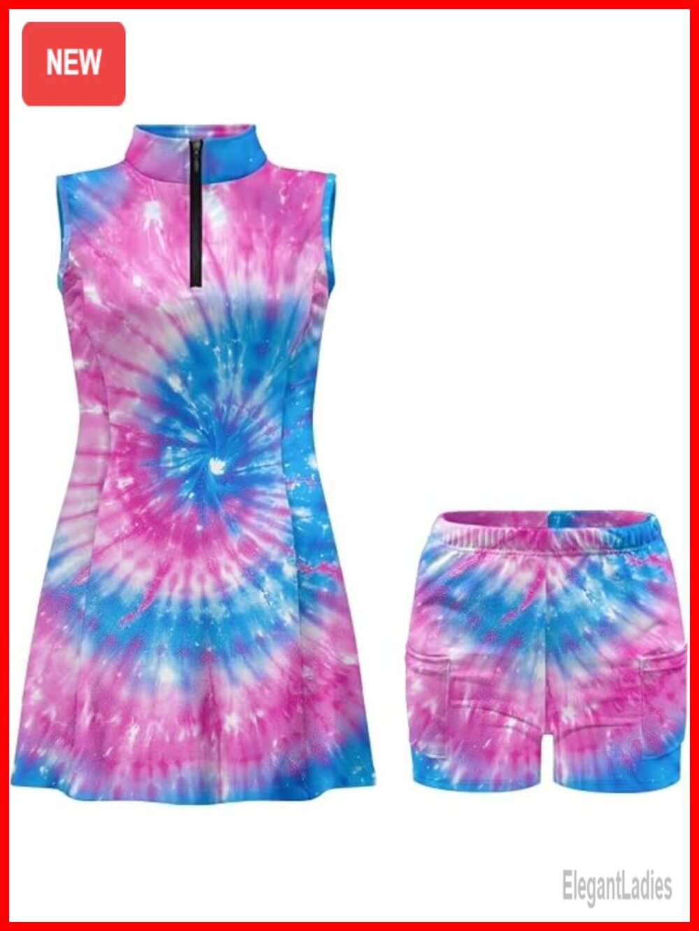 Sleeveless Tennis Dress with Built-in Shorts Athletic Golf